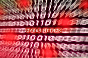 Cyber Attack Computer binary number stream blurred. Concept for hacker cyber attack danger